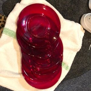 Red salad or dessert plates